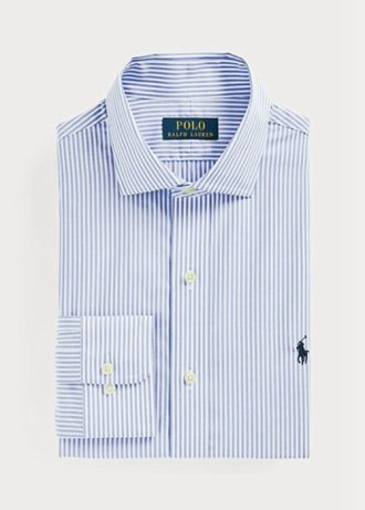 Modré pánské formální košile Slim Fit proužkovaný popelín Ralph Lauren