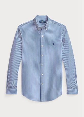 Modré pánské formální košile Slim Fit proužkovaný strečový popelín Ralph Lauren Modré pánské formální košile Slim Fit proužkovaný strečový popelín Ralph Lauren