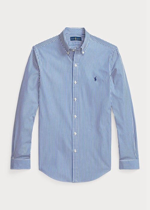 Modré pánské formální košile Slim Fit proužkovaný strečový popelín Ralph Lauren Modré pánské formální košile Slim Fit proužkovaný strečový popelín Ralph Lauren