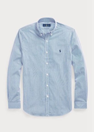 Modré pánské formální košile Slim Fit proužkovaný strečový popelín Ralph Lauren