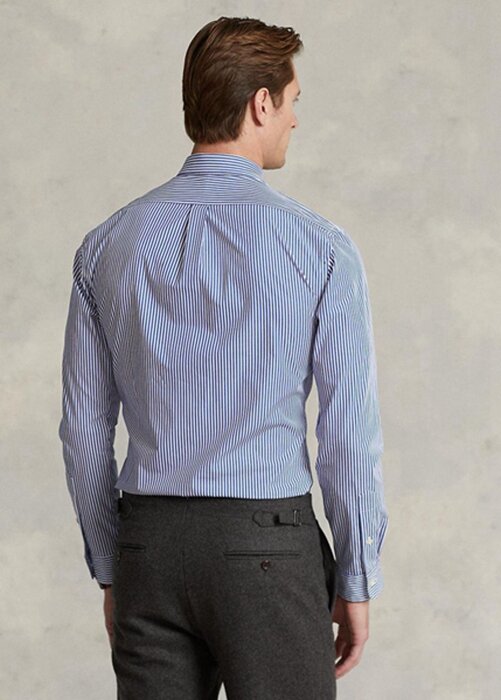 Modré pánské formální košile Slim Fit proužkovaný strečový popelín Ralph Lauren Modré pánské formální košile Slim Fit proužkovaný strečový popelín Ralph Lauren