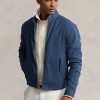 Modré pánské keprové bundy Ralph Lauren Linen-Blend rybí kosti