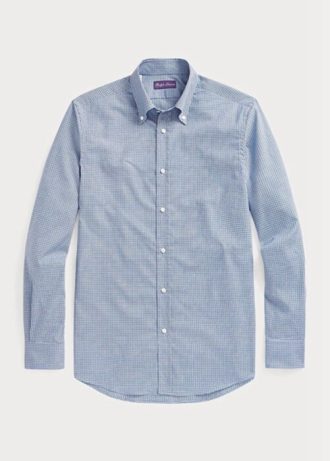 Modré pánské keprové formální košile Ralph Lauren Gingham Easy Care Modré pánské keprové formální košile Ralph Lauren Gingham Easy Care