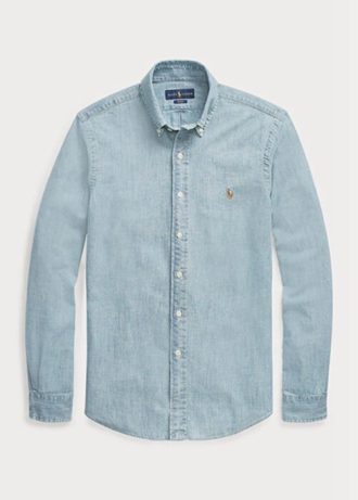 Modré pánské košile Slim Fit Chambray Ralph Lauren Modré pánské košile Slim Fit Chambray Ralph Lauren