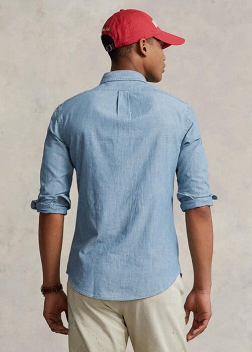 Modré pánské košile Slim Fit Chambray Ralph Lauren Modré pánské košile Slim Fit Chambray Ralph Lauren