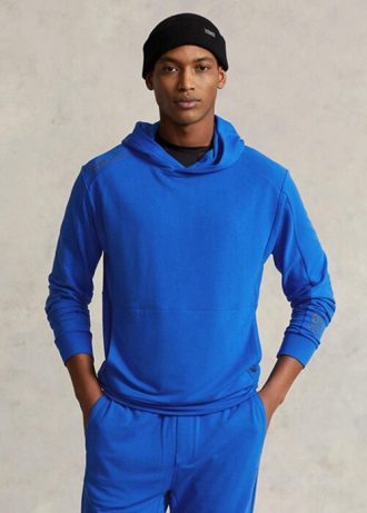 Modrá pánská mikina s kapucí Ralph Lauren French Terry