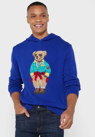 Modrá pánská mikina s kapucí Ralph Lauren Graphic