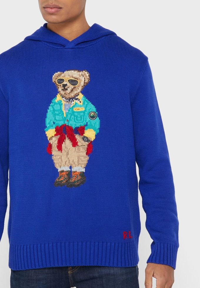 Modrá pánská mikina s kapucí Ralph Lauren Graphic