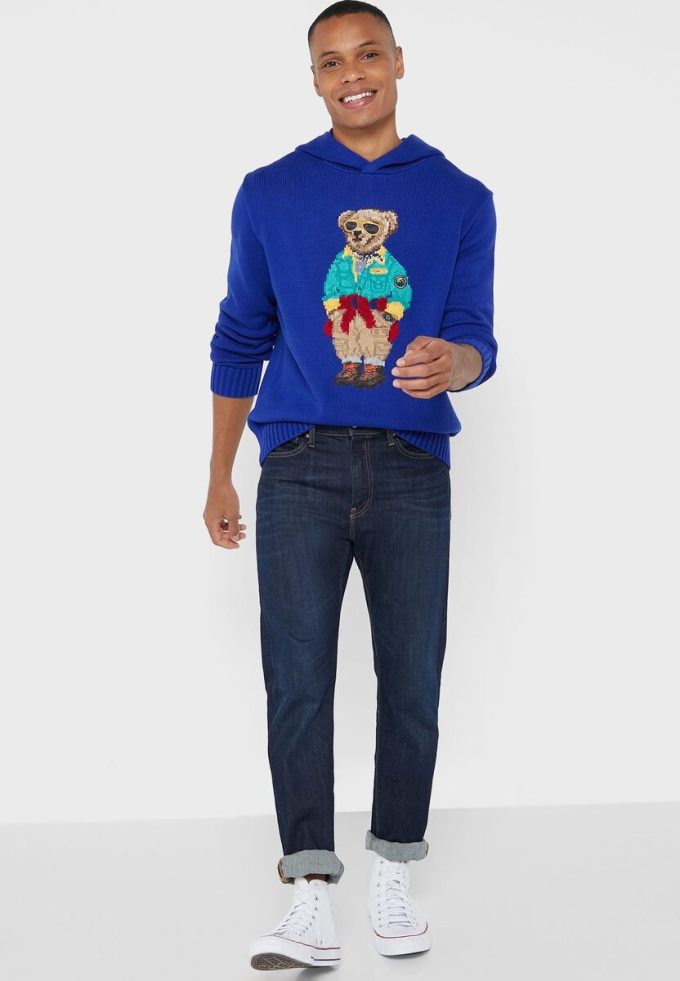 Modrá pánská mikina s kapucí Ralph Lauren Graphic