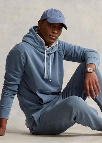 Modrá pánská mikina s kapucí Ralph Lauren z organické bavlny