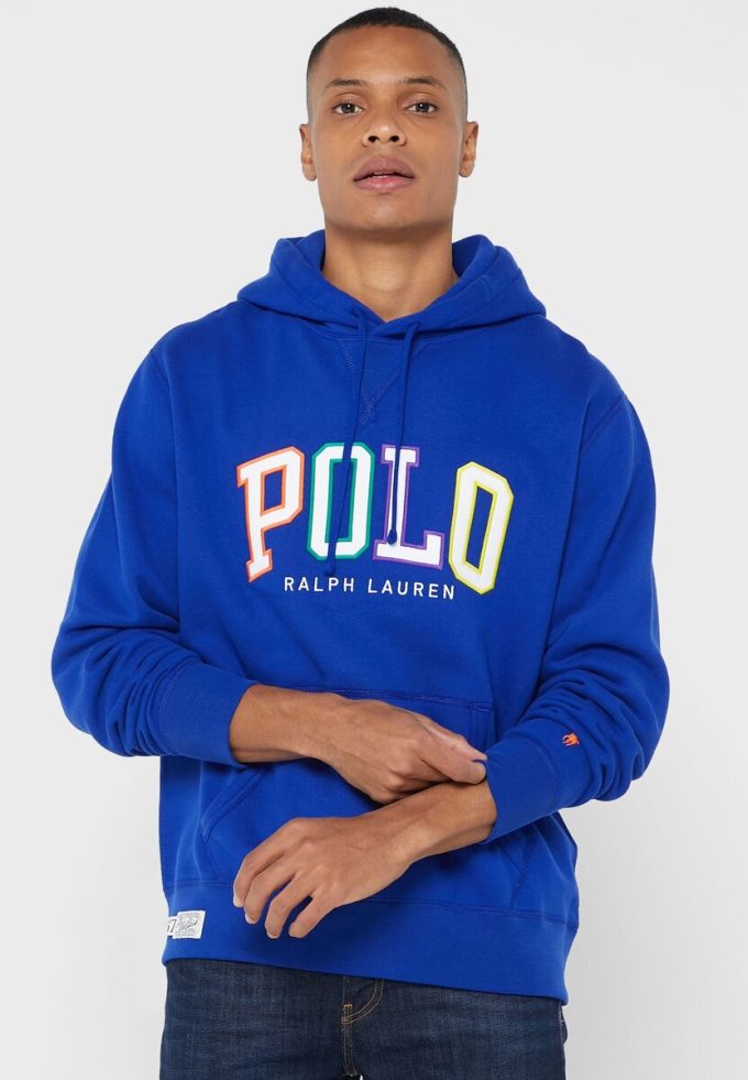 Modrá pánská mikina s logem Ralph Lauren Modrá pánská mikina s logem Ralph Lauren