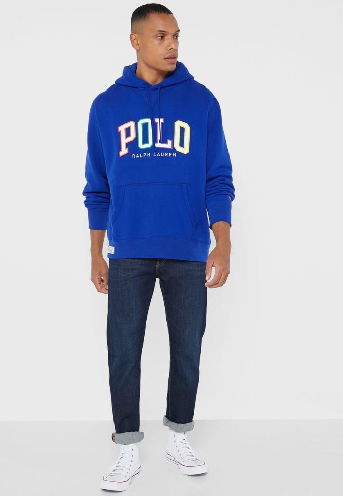 Modrá pánská mikina s logem Ralph Lauren Modrá pánská mikina s logem Ralph Lauren