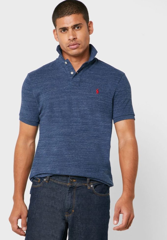 Modré pánské polokošile Ralph Lauren Basic Mesh Modré pánské polokošile Ralph Lauren Basic Mesh