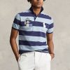 Modré pánské polokošile Slim Fit Big Pony ze síťoviny Ralph Lauren Custom