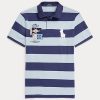 Modré pánské polokošile Slim Fit Big Pony ze síťoviny Ralph Lauren Custom