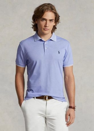 Modré pánské polokošile Slim Fit Birdseye značky Ralph Lauren Custom