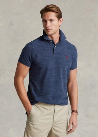 Modré pánské polokošile Slim Fit Mesh Polo od Ralph Lauren Modré pánské polokošile Slim Fit Mesh Polo od Ralph Lauren