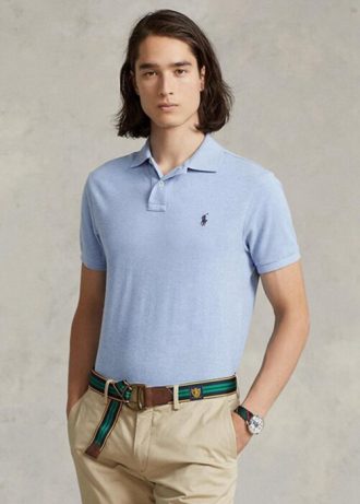 Modré pánské polokošile Slim Fit Mesh Polo od Ralph Lauren Modré pánské polokošile Slim Fit Mesh Polo od Ralph Lauren