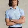 Modré pánské polokošile z měkké bavlny Ralph Lauren Custom Slim Fit Modré pánské polokošile z měkké bavlny Ralph Lauren Custom Slim Fit