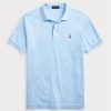 Modré pánské polokošile z měkké bavlny Ralph Lauren Custom Slim Fit Modré pánské polokošile z měkké bavlny Ralph Lauren Custom Slim Fit