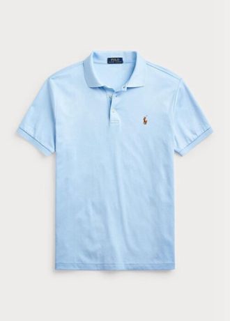 Modré pánské polokošile z měkké bavlny Ralph Lauren Custom Slim Fit Modré pánské polokošile z měkké bavlny Ralph Lauren Custom Slim Fit