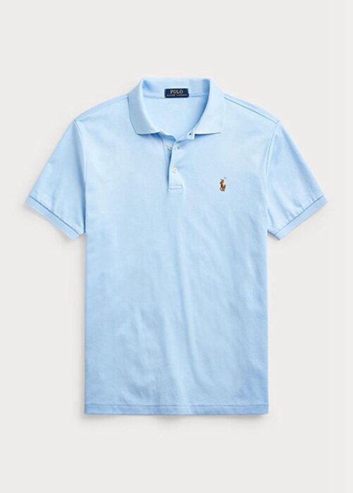Modré pánské polokošile z měkké bavlny Ralph Lauren Custom Slim Fit Modré pánské polokošile z měkké bavlny Ralph Lauren Custom Slim Fit