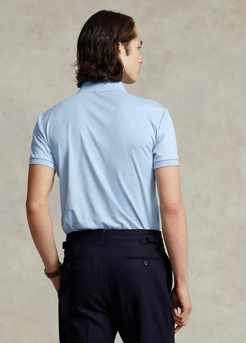 Modré pánské polokošile z měkké bavlny Ralph Lauren Custom Slim Fit Modré pánské polokošile z měkké bavlny Ralph Lauren Custom Slim Fit