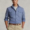 Modré pánské pracovní košile Ralph Lauren Classic Fit Chino