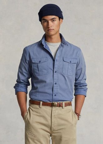 Modré pánské pracovní košile Ralph Lauren Classic Fit Chino