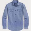 Modré pánské pracovní košile Ralph Lauren Classic Fit Chino