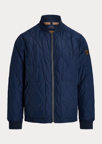 Modré pánské prošívané bomber bundy Ralph Lauren