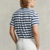 Modrá pánská pruhovaná trička Ralph Lauren Classic Fit