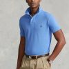 Modré pánské Slim Fit Mesh Polo košile Ralph Lauren Custom Modré pánské Slim Fit Mesh Polo košile Ralph Lauren Custom