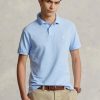 Modré pánské Slim Fit Mesh Polo košile Ralph Lauren Custom Modré pánské Slim Fit Mesh Polo košile Ralph Lauren Custom