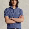 Modré pánské Slim Fit Mesh Polo košile Ralph Lauren Custom Modré pánské Slim Fit Mesh Polo košile Ralph Lauren Custom
