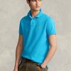 Modré pánské Slim Fit Mesh Polo košile Ralph Lauren Custom