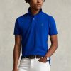 Modré pánské Slim Fit Mesh Polo košile Ralph Lauren Custom