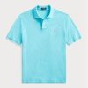 Modré pánské Slim Fit Mesh Polo košile Ralph Lauren Custom