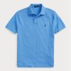 Modré pánské Slim Fit Mesh Polo košile Ralph Lauren Custom Modré pánské Slim Fit Mesh Polo košile Ralph Lauren Custom