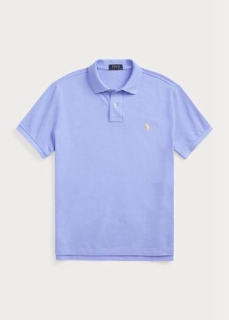 Modré pánské Slim Fit Mesh Polo košile Ralph Lauren Custom Modré pánské Slim Fit Mesh Polo košile Ralph Lauren Custom