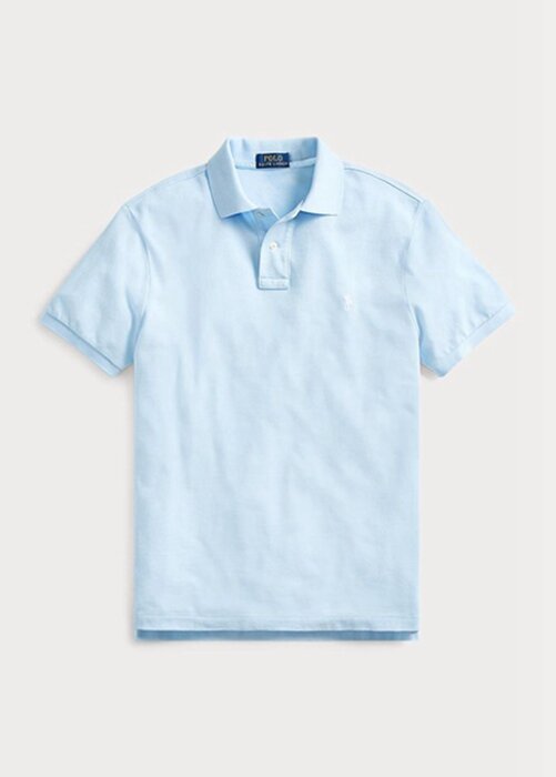 Modré pánské Slim Fit Mesh Polo košile Ralph Lauren Custom Modré pánské Slim Fit Mesh Polo košile Ralph Lauren Custom