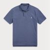 Modré pánské Slim Fit Mesh Polo košile Ralph Lauren Custom Modré pánské Slim Fit Mesh Polo košile Ralph Lauren Custom