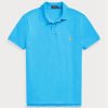 Modré pánské Slim Fit Mesh Polo košile Ralph Lauren Custom