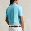 Modré pánské Slim Fit Mesh Polo košile Ralph Lauren Custom