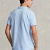 Modré pánské Slim Fit Mesh Polo košile Ralph Lauren Custom Modré pánské Slim Fit Mesh Polo košile Ralph Lauren Custom