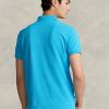 Modré pánské Slim Fit Mesh Polo košile Ralph Lauren Custom