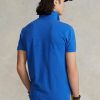 Modré pánské Slim Fit Mesh Polo košile Ralph Lauren Custom Modré pánské Slim Fit Mesh Polo košile Ralph Lauren Custom