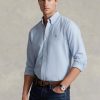 Modré pánské Slim Fit Oxford košile Ralph Lauren