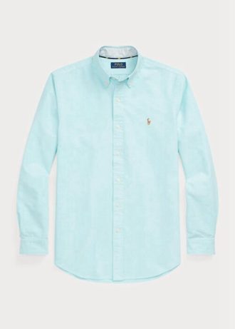 Modré pánské Slim Fit Oxford košile Ralph Lauren