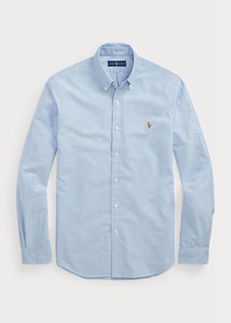 Modré pánské Slim Fit Oxford košile Ralph Lauren